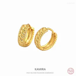 Brincos de argola Kamira real 925 prata esterlina elegante luxo para mulheres banquete de casamento joias requintadas piercing abraço