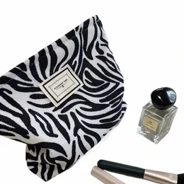 Corduroy Women Makeup Bag Leopardプリント化粧品バッグポーチトイレトリーオーガナイザーメイクアップケース容量ストレージwバッグp6oq＃