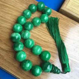 Armreifen, natürliche grüne Jade-Armbänder, 13 mm Perlen, Jaspis-Jadeit-Jade-Armband mit Quaste, Rosenkranz für Gebet, Männer, Smaragd-Jade-Armreifen