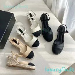 Espadrilles Kama Kadın Slingback Sntback Sandal Kuzu Hindi Grograin Tasarımcı Sandalet% 100 Buzağı Deri Yaz Slippe Platform Ayakkabı Lüks Swapped Kama Boyutu 35-41