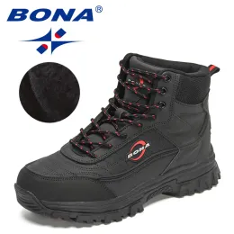 Сапоги Bona 2023 Новый дизайнер Nubuck Anlke Boots Men High Top Antistrip Boung
