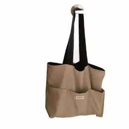 Women Tote Bag estetyczny stały kolor Studenci Casual Torebka torba na ramię duża pojemność Oxford Reusable Shop Torba plażowa 2023 Y4BD#