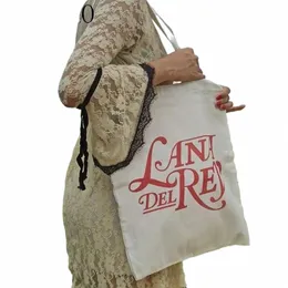 LANA DEL Rey 로고 프린트 그래픽 상점 가방 FI 핸드백 여성을위한 캔버스 가방 구매자 캐주얼 대형 어깨 핸드백 M69Z#