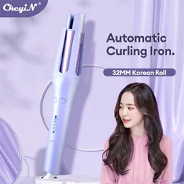 Automatisk curlingjärn 32 mm Big Roll Anion Ceramic Hair Curler 4Squeed Justerbar Fast Heat Fashion Styling Tools 240325