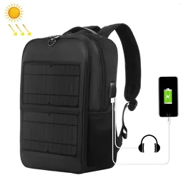 Zaino Borsa per laptop alimentata a pannello solare da 14 W, resistente all'acqua, di grande capacità con porta di ricarica USB esterna