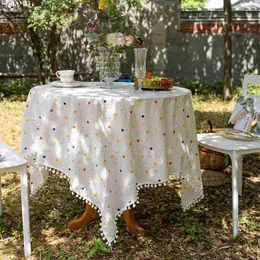 Tkanina stołowa w stylu koreański bawełniane bawełniane kwiatowe obrus stolik dekoracja okładka stolika do kuchni jadalnia ślubna Y240401