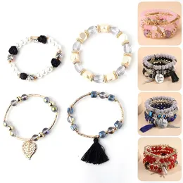 Charm Armband 1PC Charmiga Crystal Pärlor smycken gåva Multilayer med Tassel Women Armband Fashion Wristband Accessories