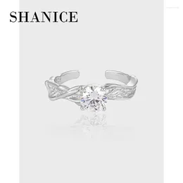 Cluster Ringe Shanice S925 Sterling Silber Für Frauen Einfache Minimalistische Retro Offene Finger Ring Mode Band Weibliche Bijoux Geschenk