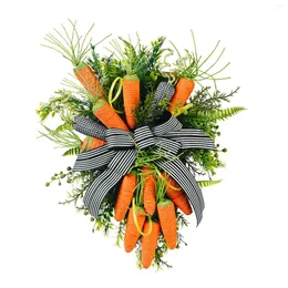 Decorative Flowers Easter Carrot Green Leaves Wreath Artificial Flower Garland Door Hanging Craft Ornament Spring Wreaths Decoration Party