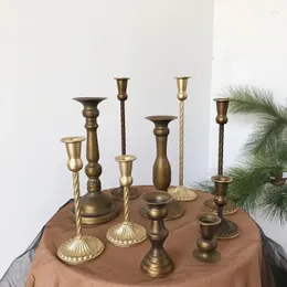 Castiçais retro velas de bronze candelabro decoração para casa peças centrais do casamento para mesas centro de mesa decorativo comedor