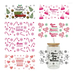 Fensteraufkleber, UV-DTF-Weihnachtstransfer, Happy Juice, bedruckter Aufkleber für die 16oz Libbey Glasses Wraps Bottles D5263