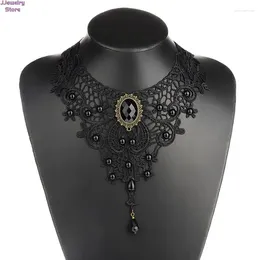 Gerdanlık 1pc kadın siyah dantel boncuklar Victoria steampunk tarzı gotik yaka kolye 3 stil için güzel hediye