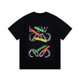Hög version Luxury Fashion Luo Jia SS Summer New Rainbow Graffiti Letter Foam Print Par Samma T -shirt
