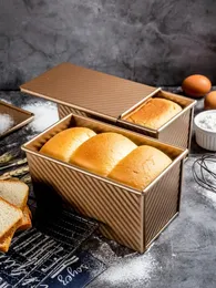 Rechteckige gewellte Toastkastenform aus Karbonstahl mit Deckel, Brotbackform, Pullman-Laib, Pfannkuchen, antihaftbeschichtet, 240325