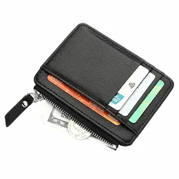 Mini Carteira de Cartão de Crédito Id Card Holder Men's Small Wallet Thin Sleeve Zipper Curto Coin Wallet g9dq #