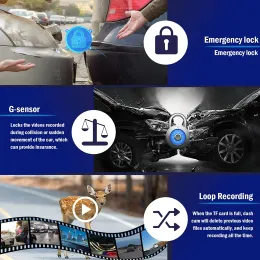 Dash Cam per auto per auto 1080p HD Dashcam GPS 24H Monitor parcheggio DVR Para Coche anteriore e posteriore 3 DVRS Mini Video Registratore