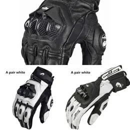 Обновленные мужские и женские 4-сезонные супертехнические черные/белые мотоциклетные кожаные перчатки для вождения, гоночные перчатки из воловьей кожи, гоночный велосипед, рыцарь
