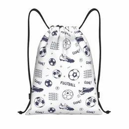 Fußball-Boot-Muster Fußball Sport Kordelzug Rucksack Frauen Männer Sport Gym Sackpack faltbare Trainingstasche Sack 89xu #