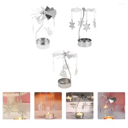 Titulares de vela 3 pcs suporte giratório decorações de mesa festa casamento candelabros ferro forjado adorno jantar pequenas velas