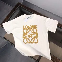 Versione alta Moda di lusso Luojia Industria pesante Ricamo Halo Dyed Lettera stampata da uomo e da donna T-shirt a maniche corte allentate