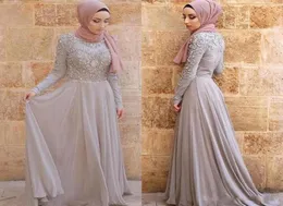 ARABIC ELEST 2019 Muslim Aline Prom Dress Sedics Lace Hosted Sleeves Long Sleeves Vresses Long Evening Party Cowns7582672