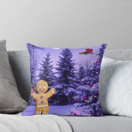 Cuscino Foresta innevata Natale Babbo Natale Omino di pan di zenzero Cuscini decorativi Copridivano per la casa