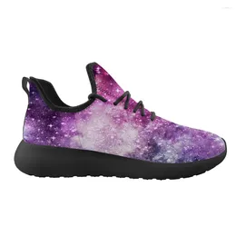 Sapatos casuais verão galáxia impressão vulcanize baixo topo jogging tênis feminino personalizado rendas até luz macia menina plana calçado esportivo