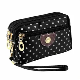 Fi Women Wallets Small Handbags Canvas Dot Lady Zipper Meybags Clutch Coin Pocket Wallet Cards Holder Wristlet Bags B7CU＃