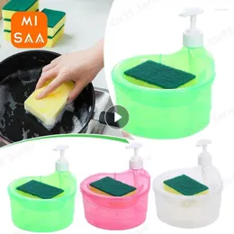 Flüssigseifenspender Tragbares Waschmittelset Selbstreinigende Spülbox mit Schwammhalter Handpresse Abgabe Küchenzubehör