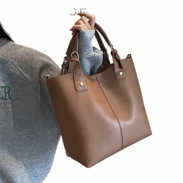 Левая кожаная сумка-тоут Fi для женщин 2023 Тенденция женская простая сумка через плечо Женские однотонные простые сумки и кошельки Z1qM #