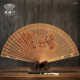 Dekorative Figuren | Alter Changmen-Sandelholz-Fächer, klassischer chinesischer Stil, Retro-Handwerk, faltbar, Suzhou-Aushöhlung, Geschenk