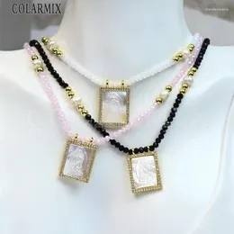 Catene 5 pezzi fatti a mano con perline e conchiglie, collana con ciondolo della Vergine Maria Juses, regalo di gioielli