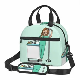 Doctor Nurse Eine große wärmeisolierte Lunchtasche mit verstellbarem Schultergurt, Kühler, Thermo-Lebensmittelbox 65Zm#