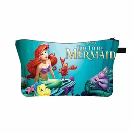 Little Mermaid Makeup Bags Carto Girls Cosmetics Zipper Pouchs For Travel Ladies Pouch Women Cosmetic Bag T7NM#