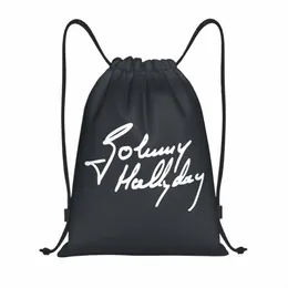 Fransız Rock Efsanesi Johnny Hallyday Drawstring Sırt Çantası Spor Çanta Erkekler İçin Kadın Mağaza Sackpack A0NP#