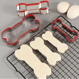 Bakningsformar 3-delad PVC Dog Bone Cookie Mold Diy Hand Fondant Cake Creative Rostless Steel Tools