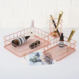 2024 Pen Holder Iron Storage Basket Rose Gold Jewelry Sundries Fruit Japanese Metal Desk 1. Pen Holder storage organizer