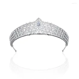 مقاطع الشعر 5A Zirconia Cubic Zirconia Princess Tiara Pearls Tiaras for Bridal Prom Party Party Accessories HT20392