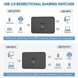 USB 3.0 Switch Selector KVM Switch 5Gbps 2 in 1 Out USB Switch HUB USB 3.0 Two-Way Sharer for Printer Keyboard Mouse Sharing