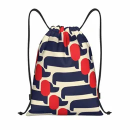 Tryck Red Dog Show DrawString ryggsäck Sports Gym Bag For Women Men Orla Kiely Training Sackpack B8Jy#