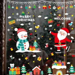 창 스티커 정전기 크리스마스 유리 장식 산타 클로스 눈사람 분위기 스티커가있는 상점 창문 장식