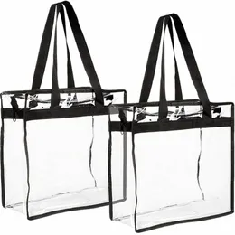 2st Clear Tote Påsar stor kapacitet transparent axelväska med dragkedja flexibel klar lunchväska mångsidig transparent totes t9rd#