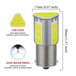 2 PCS CAR LED BULBO P21W BA15S 1156 BAY15D 1157 Turn Signal Light 12V COB 7000K White Auto Tail Reverso Reverso Turnk Lâmpadas de estacionamento