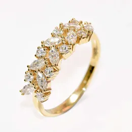 Gioielleria raffinata Donna Anelli con diamanti Moissanite da sposa in oro giallo 9K 10K 14K