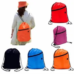 Bokskokläder Gym School Envirmenteral Waterproof DrawString Bag Pack Backpack Pouch L36N#