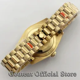 Goutent 36 мм 39 -мм золотой президентский браслет мужской сапфировые кристаллические часы Fit Fit NH34 NH35 ETA2824 Pt5000 Miyota 8215 Движение