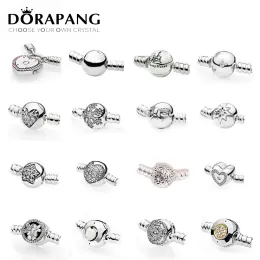 Charms New 2018 100% 925 Sterling Silver Classic 기본 DIY 팔찌 클립 Butun Chain Head round heart shape 다중 스타일 선택