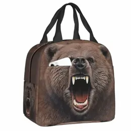 Angry Bear Isolierte Lunchtasche für Damen und Herren, tragbar, warmer Kühler, Thermo-Lunchbox, für Kinder, Schule, Kinder, Lebensmittel, Picknick, Tragetaschen