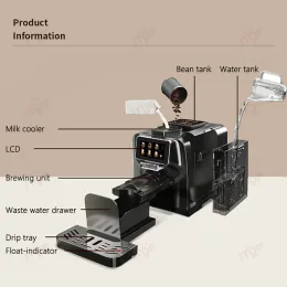 ITOP 4IN1 Automatic Coffee Machine Built-in Milk Cooler Container Coffee Grinder 4.3 inch Touch Screen 1.5L Water Tank 19Bar
