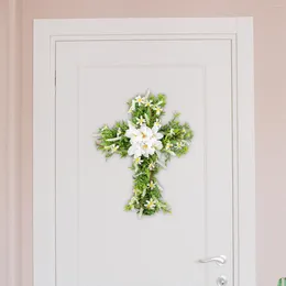 Dekorativa blommor Easter Cross Lily Wreath Hanging Decoration Artificial Flower Spring For Farmhouse Home Decor mångsidigt tillbehör